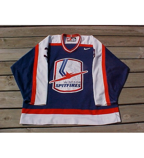 Custom OHL Windsor Spitfires 1987 02 3 Giallonardo Hockey Jersey Road Blue